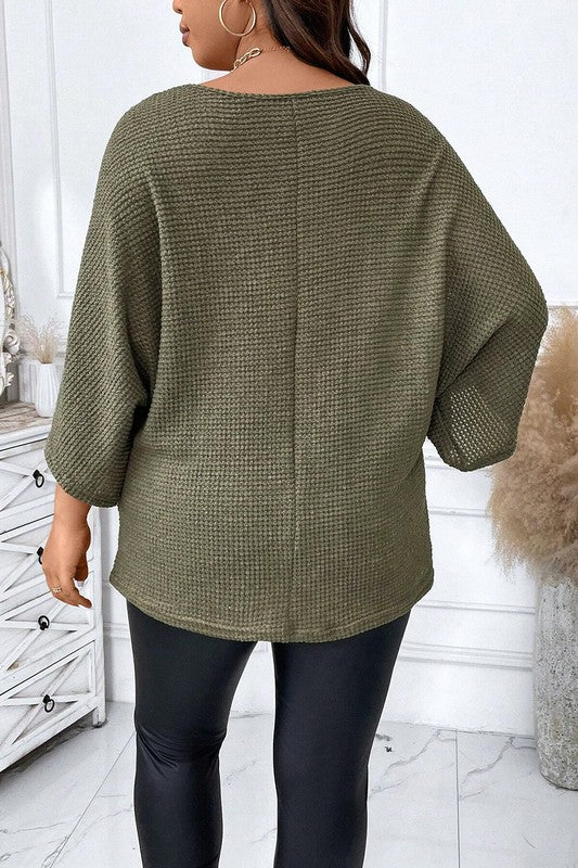 V Neck Textured Knit