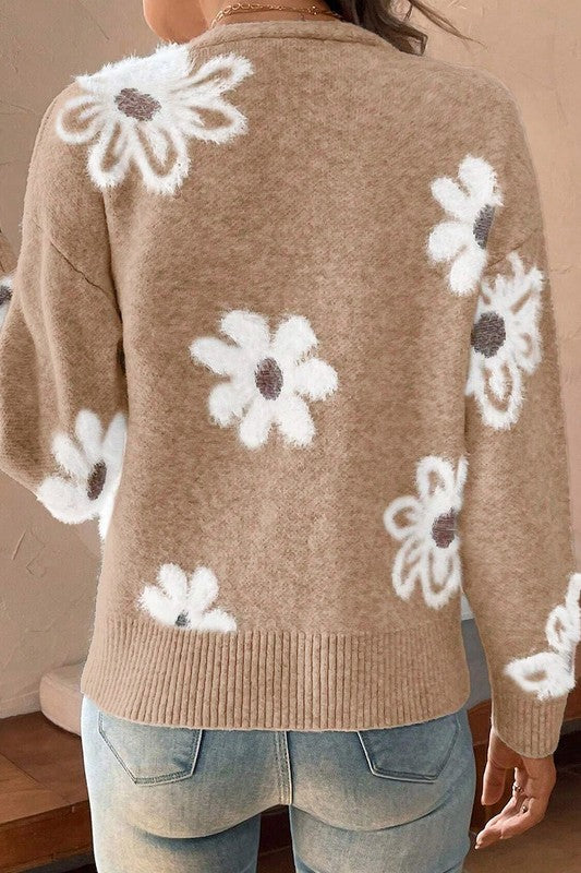 Floral Tan Cardigan