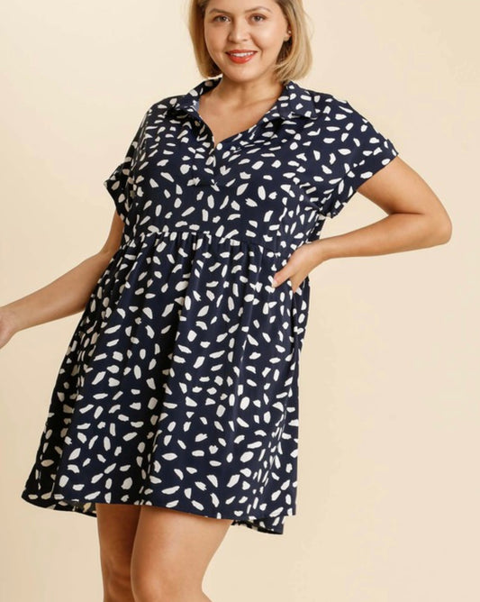 Black printed babydoll dress