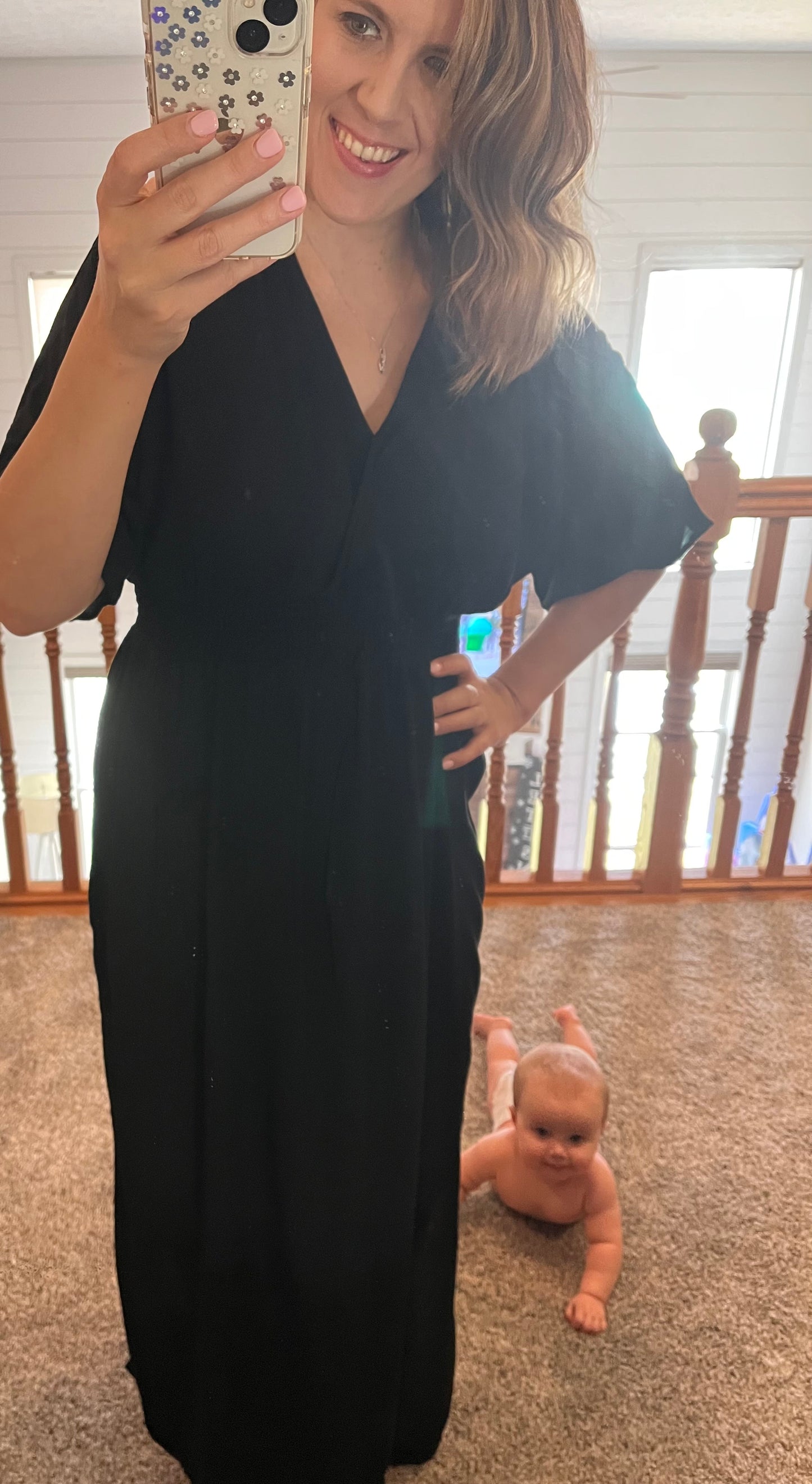 Deep V Black Dress