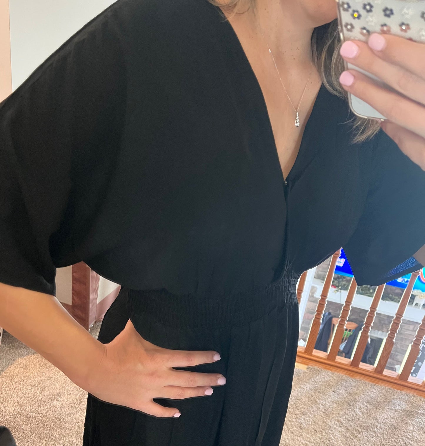 Deep V Black Dress