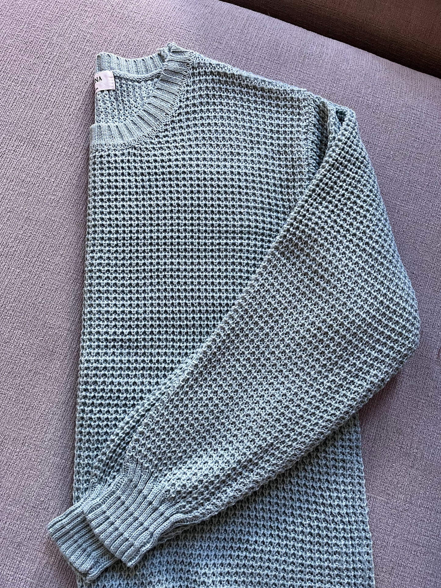 Lt Green Waffle Knit Sweater