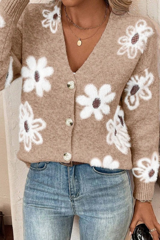 Floral Tan Cardigan