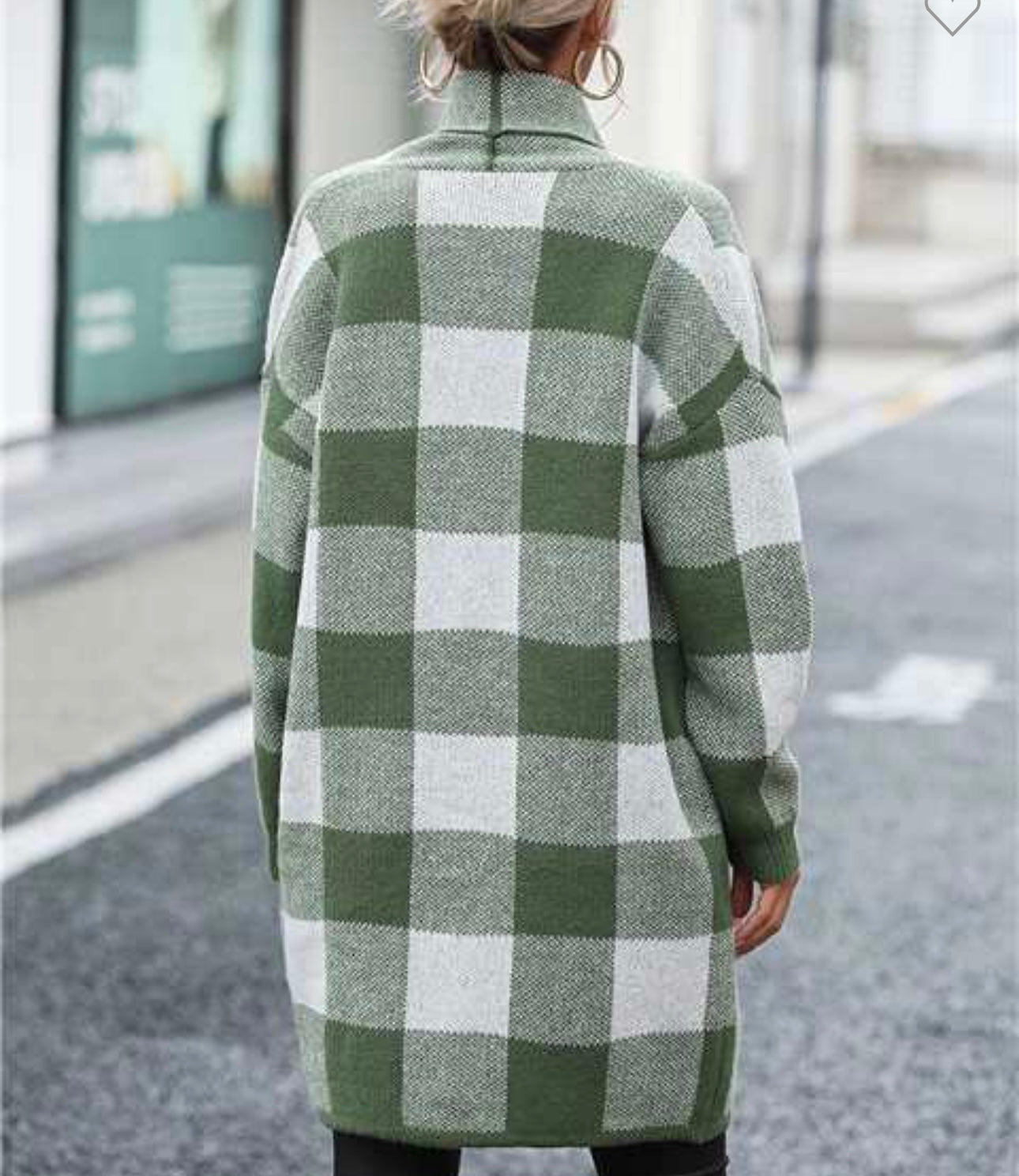 Green Plaid Cardigan