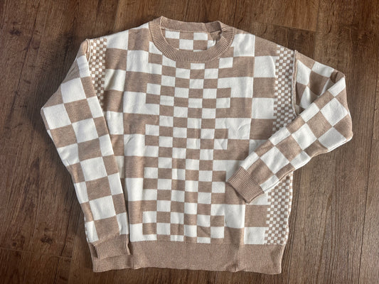 Khaki Checkered Sweater