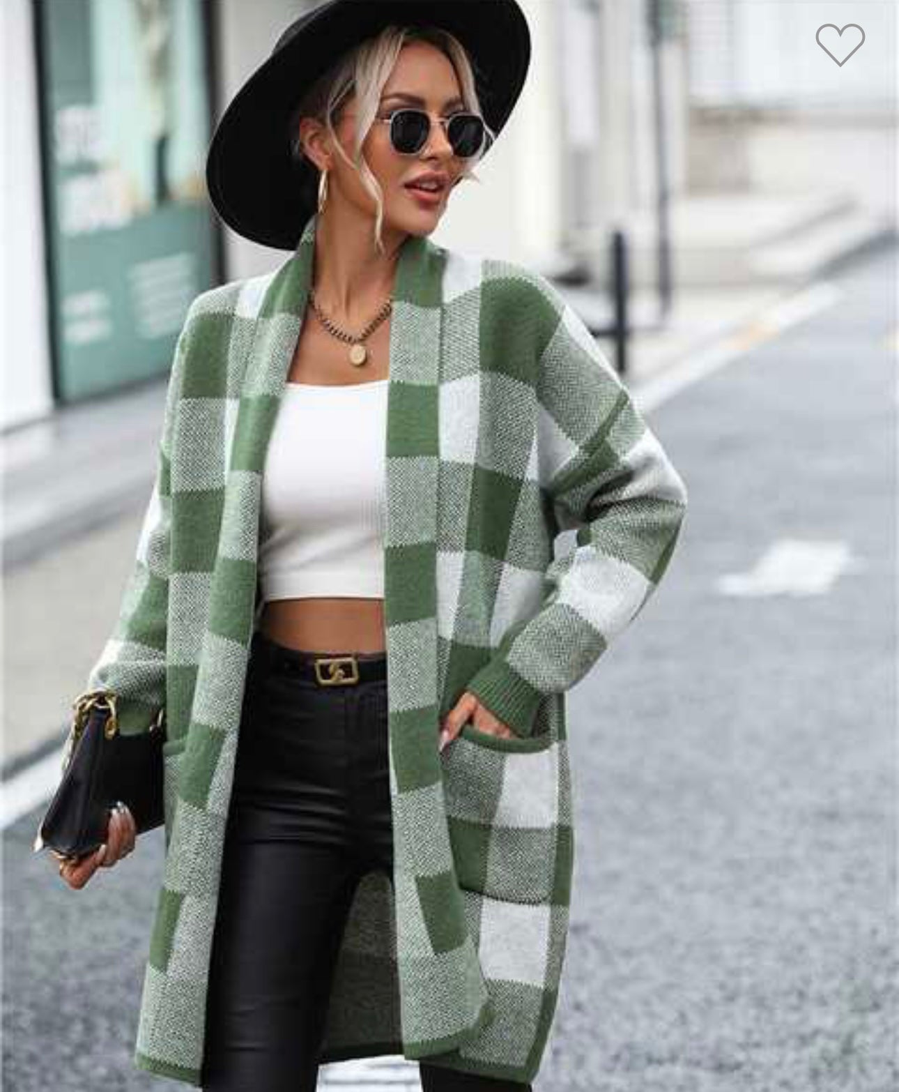 Green Plaid Cardigan