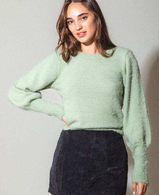 Sage Fuzzy Sweater