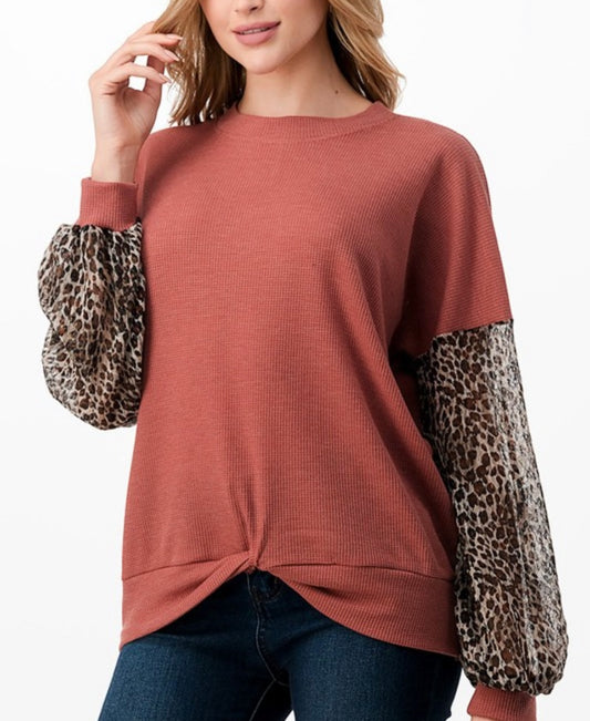 Leopard Blouse - Blush